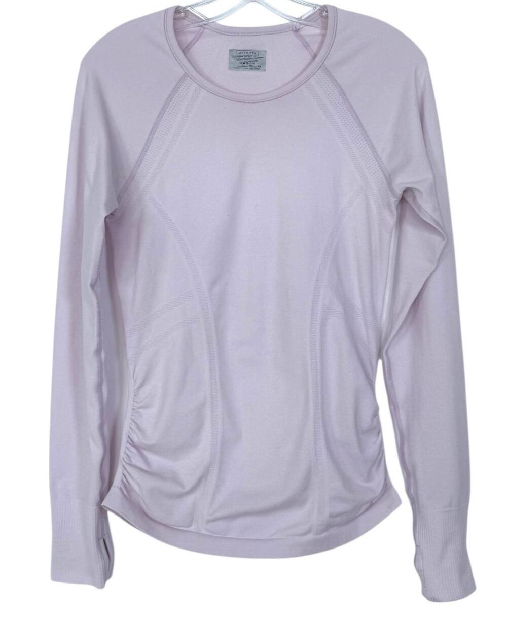 Athleta Fastest Track Momentum Seamless Long Sleeve Ruched Top XS Purple Lilac